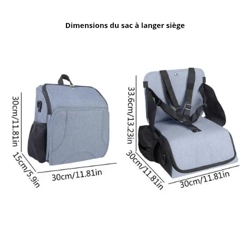 SAC À LANGER "SIÈGE"™ | Sac à langer qui se transforme facilement en siège pour bébé.
